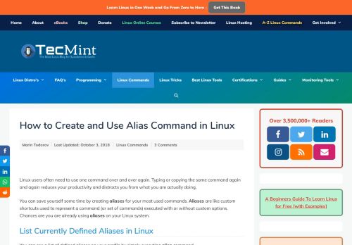 
                            7. How to Create and Use Alias Command in Linux - Tecmint