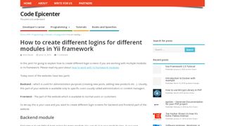 
                            7. How to create different logins for different modules in Yii framework ...
