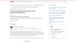 
                            13. How to create dynamic websites using php/javascript/html/css - Quora