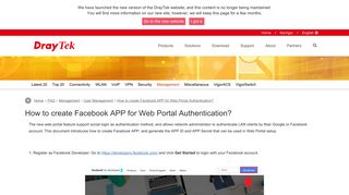 
                            10. How to create Facebook APP for Web Portal Authentication? - DrayTek