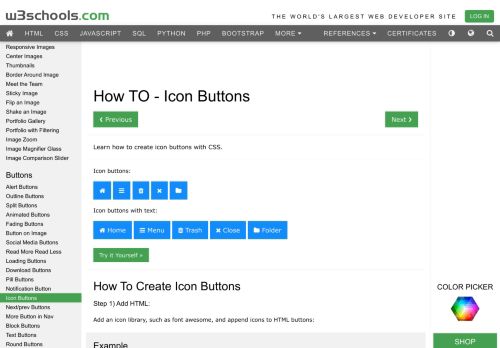 
                            11. How To Create Icon Buttons - W3Schools