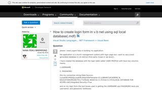 
                            3. How to create login form in v.b net using sql local database(.mdf ...