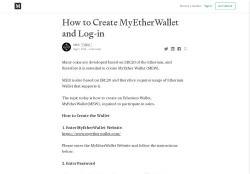 
                            3. How to Create MyEtherWallet and Log-in – SEED – Medium