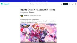 
                            9. How to Create New Account in Mobile Legends Game : — Steemit