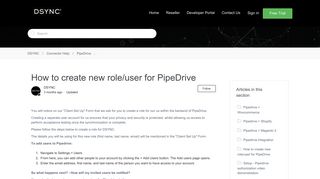 
                            6. How to create new role/user for PipeDrive – DSYNC