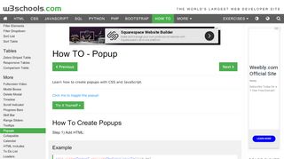 
                            10. How To Create Popups - W3Schools