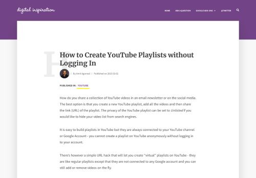 
                            6. How to Create YouTube Playlists on the Fly without Logging In - Labnol
