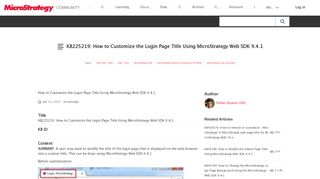 
                            13. How to Customize the Login Page Title Using MicroStrategy Web SDK ...