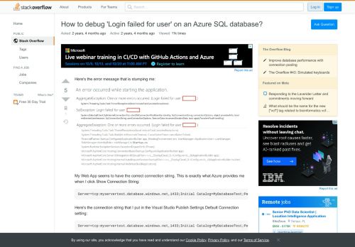 
                            2. How to debug 'Login failed for user' on an Azure SQL database ...