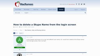 
                            13. How to delete a Skype Name from the login screen | MacRumors Forums