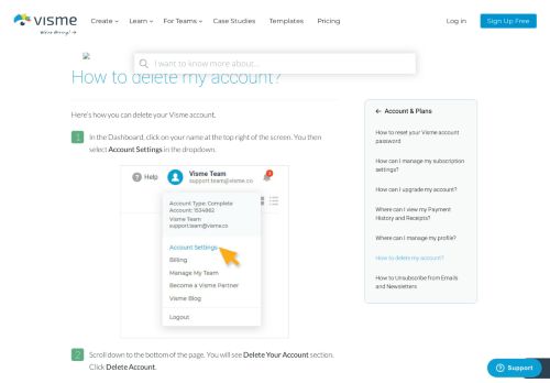 
                            12. How to delete my account? | Create Interactive Online ... - Visme Support