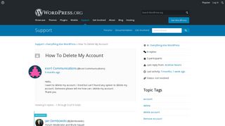 
                            8. How To Delete My Account | WordPress.org