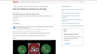 
                            7. How to delete my call log in my Jio app - Quora