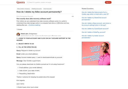 
                            7. How to delete my Ibibo account permanently - Quora