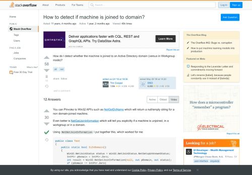 
                            4. How to detect if machine is joined to domain (in C#)? - Stack Overflow