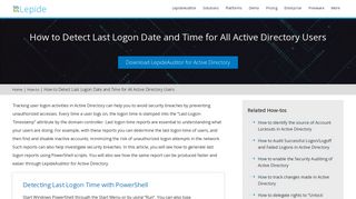 
                            9. How to Detect Last Logon Date and Time for All Active Directory Users