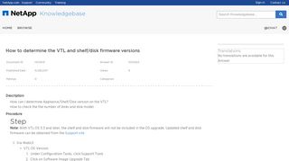 
                            12. How to determine the VTL and shelf/disk firmware versions - NetApp KB