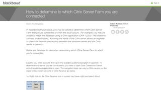 
                            9. How to determine to which Citrix Server Farm you are connected ...