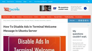 
                            8. How To Disable Ads In Terminal Welcome Message In Ubuntu Server