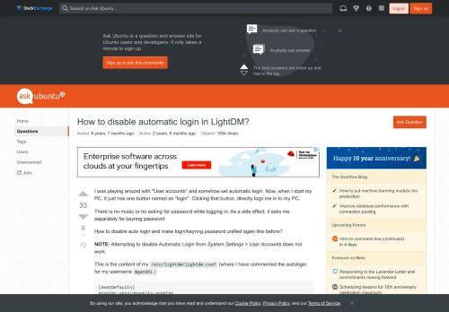 
                            2. How to disable automatic login in LightDM? - Ask Ubuntu