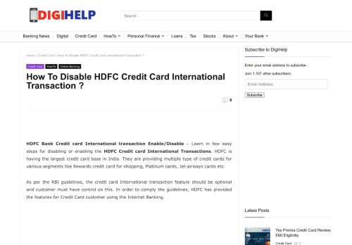 
                            4. How To Disable HDFC Credit Card International Transaction ?