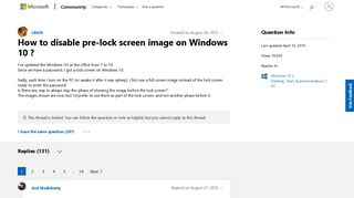 
                            11. How to disable pre-lock screen image on Windows 10 ? - Microsoft ...