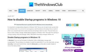 
                            13. How to disable Startup programs in Windows 10 - The Windows Club