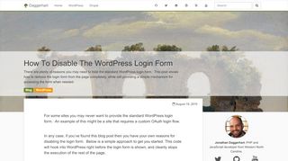 
                            6. How To Disable The WordPress Login Form - Daggerhart