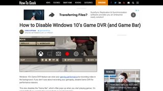 
                            5. How to Disable Windows 10's Game DVR (and Game Bar)