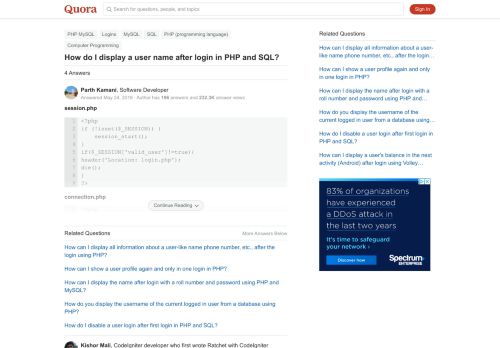
                            3. How to display a user name after login in PHP and SQL - Quora