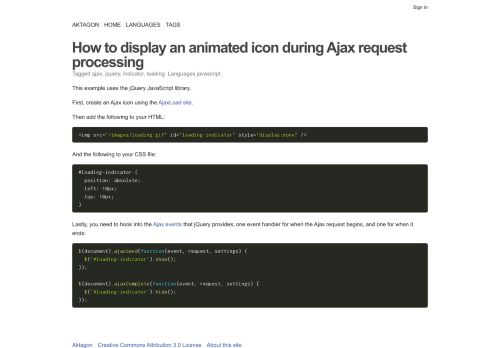 
                            2. How to display an animated icon during Ajax request processing