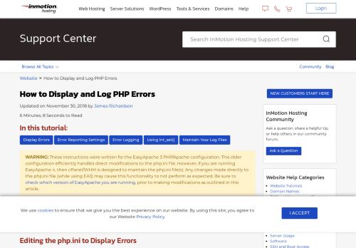 
                            3. How to Display and Log PHP Errors | InMotion Hosting