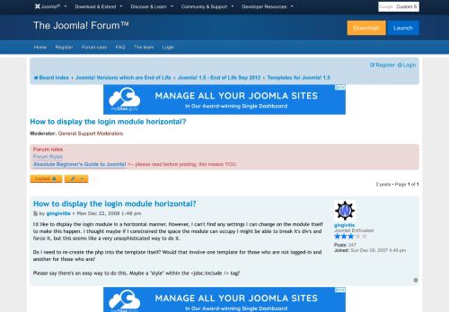 
                            3. How to display the login module horizontal? - Joomla! Forum ...