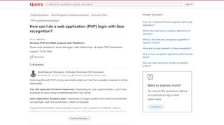 
                            13. How to do a web application (PHP) login with face recognition - Quora