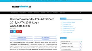 
                            4. How to Downlaod NATA Admit Card 2017, NATA 2017 Login www ...