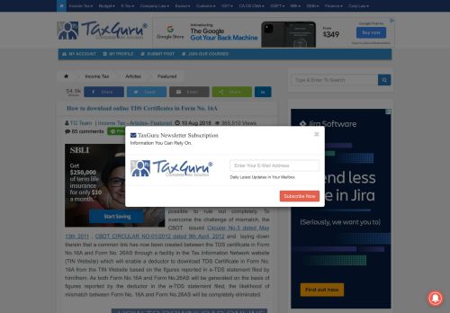 
                            5. How to download online TDS Certificates in Form No. 16A | TaxGuru