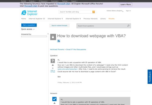 
                            10. How to download webpage with VBA? - Microsoft