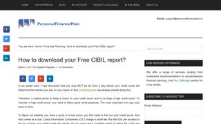 
                            4. How to download your Free CIBIL report? | Personal Finance Plan