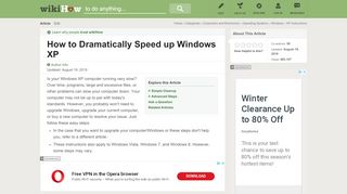 
                            1. How to Dramatically Speed up Windows XP (with Pictures) - wikiHow