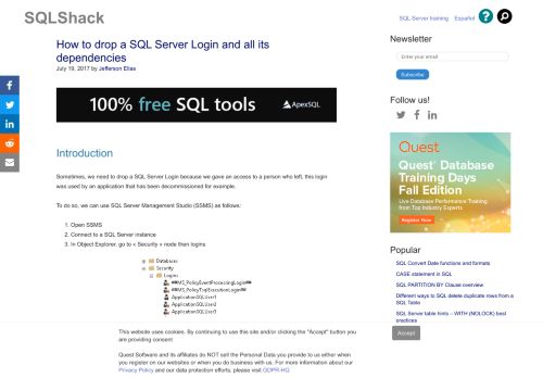 
                            5. How to drop a SQL Server Login and all its dependencies - SQLShack