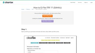 
                            5. How to E-File ITR 1? (SAHAJ) - ClearTax