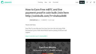 
                            12. How to Earn Free mBTC and live payment proof in coin bulb /Join here ...