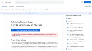 
                            3. How to earn money on YouTube - AdSense Help - Google Support