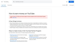 
                            2. How to earn money on YouTube - YouTube Help - Google Support