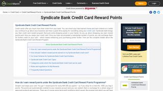 
                            5. How to Earn & Redeem - Syndicate Bank Credit Card Reward Points