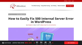 
                            10. How to Easily Fix 500 Internal Server Error in WordPress - 000Webhost