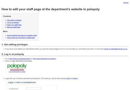 
                            13. How to edit your staff page at the department's website in polopoly