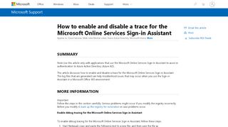 
                            6. How to enable and disable a trace for the Microsoft Online Services ...