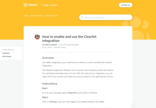 
                            6. How to enable and use the Clearbit integration - API & integrations ...
