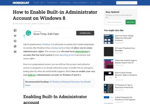 
                            13. How to Enable Built-in Administrator Account on Windows 8 - Hongkiat